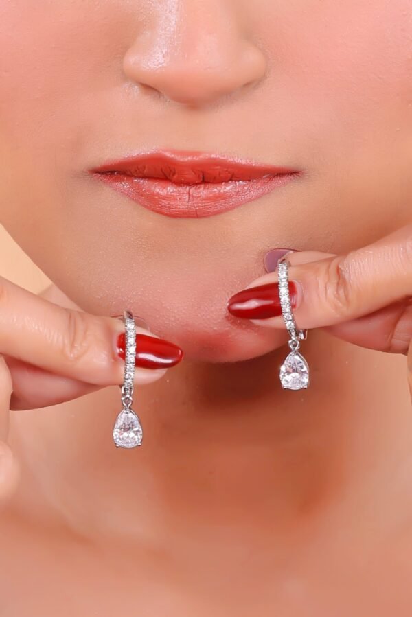 Constance Teardrop Cubic Zirconia Dangling Earrings – Elegant Sparkle & Timeless Beauty - Image 2