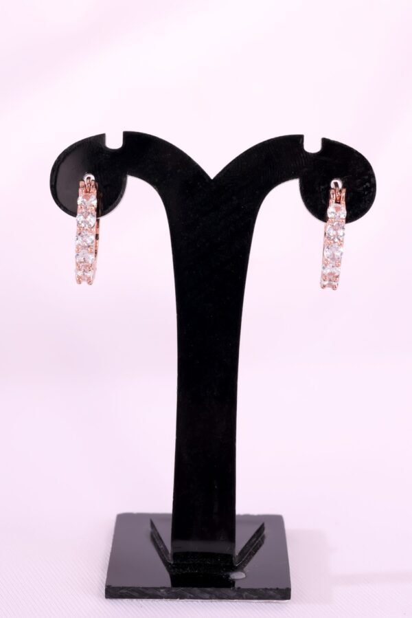 Luxurious Rose Gold Diamond Hoop Earrings – Timeless Sparkle & Elegance - Image 2