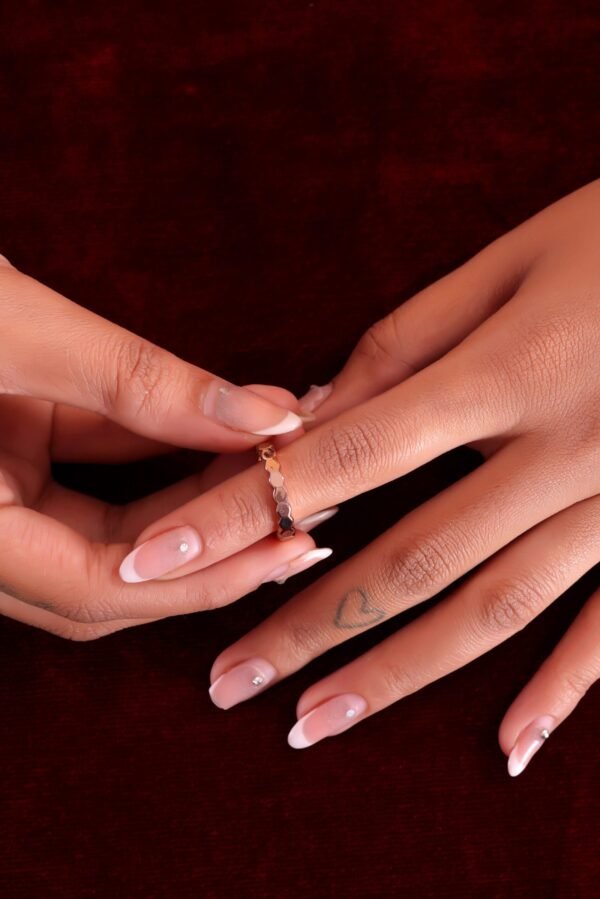 Exquisite Hexagon Ring with Sparkling Gemstone Accents – A Modern and Minimalist Statement of Elegance - Image 3