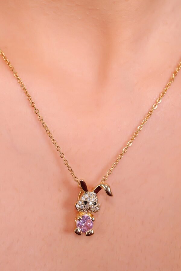 Adorable Bunny Pendant Necklace with Sparkling Pink Crystal – A Cute & Charming Jewelry Piece for Bunny Lovers - Image 4