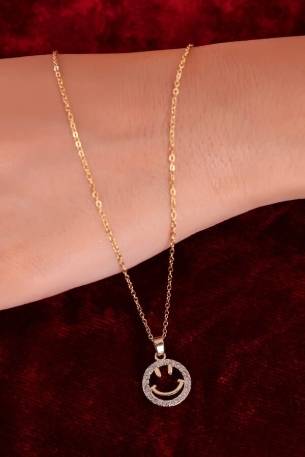 Diamond Smiley Face Pendant Necklace - Image 8