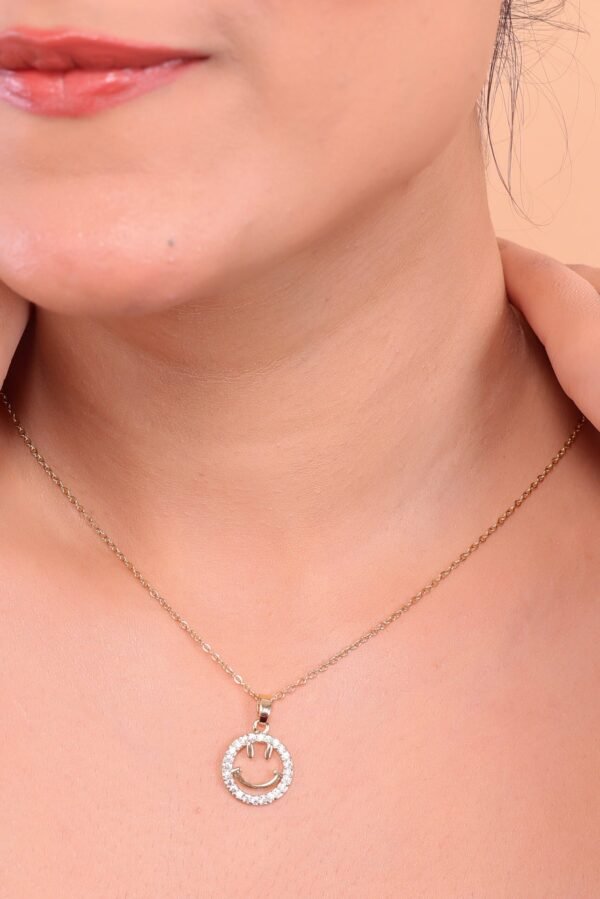 Diamond Smiley Face Pendant Necklace - Image 6