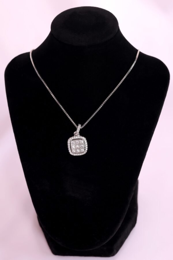 Elegant Diamond Pendant Necklace on Black Textured Background - Image 8