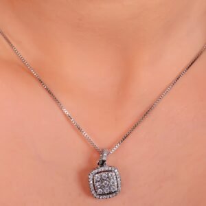 Elegant Diamond Pendant Necklace on Black Textured Background
