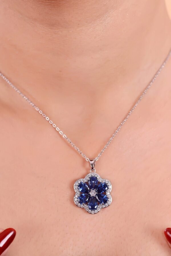 Stunning Blue Gemstone Floral Jewelry Set – A Radiant Bloom of Elegance & Beauty - Image 5