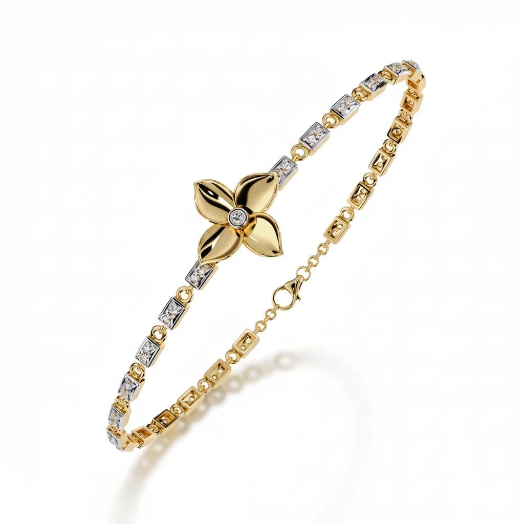 Floral Center Diamond Bracelet
