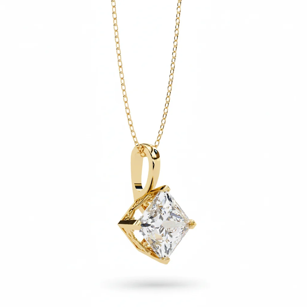 Square Solitaire Pendant
