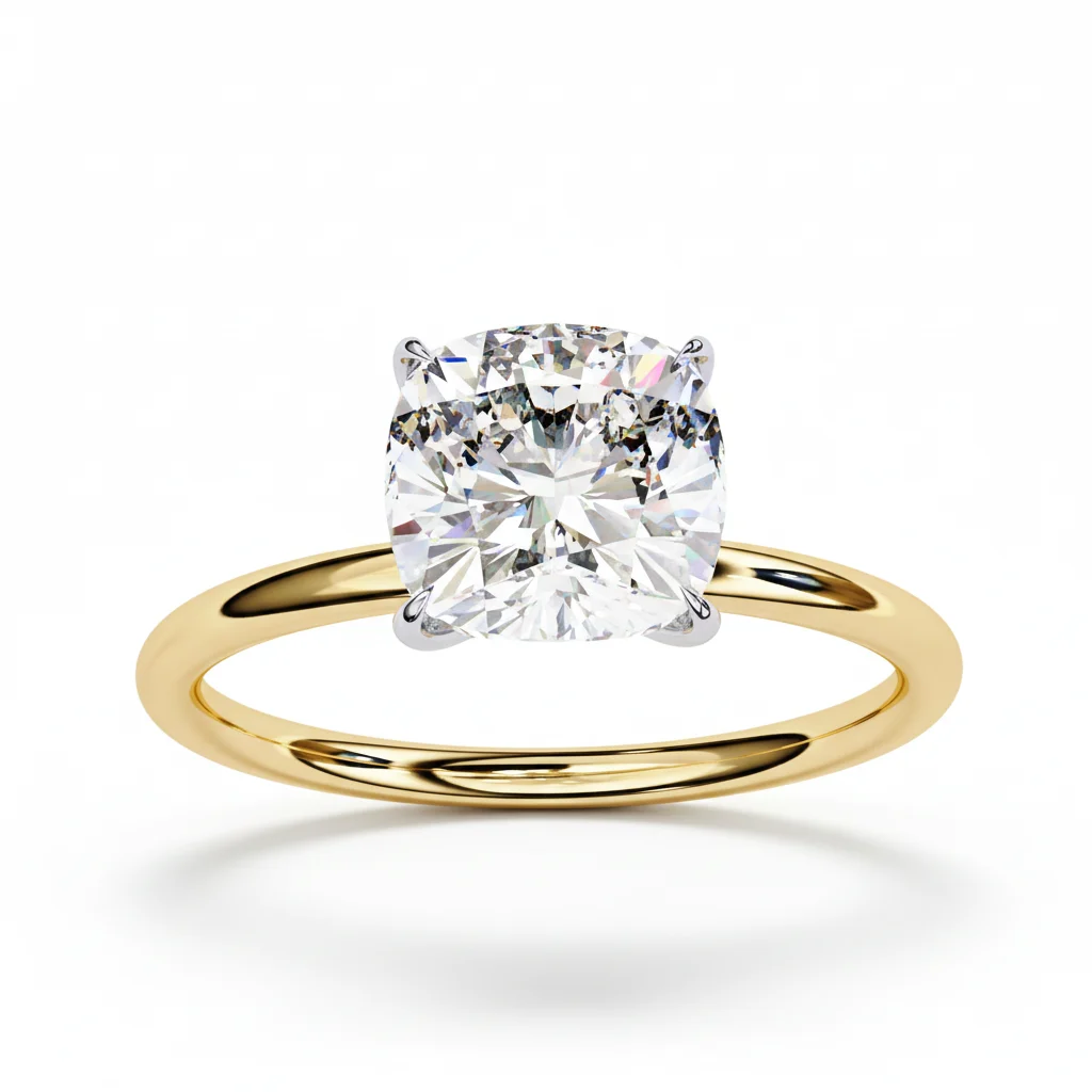 Golden Cushion Cut Ring