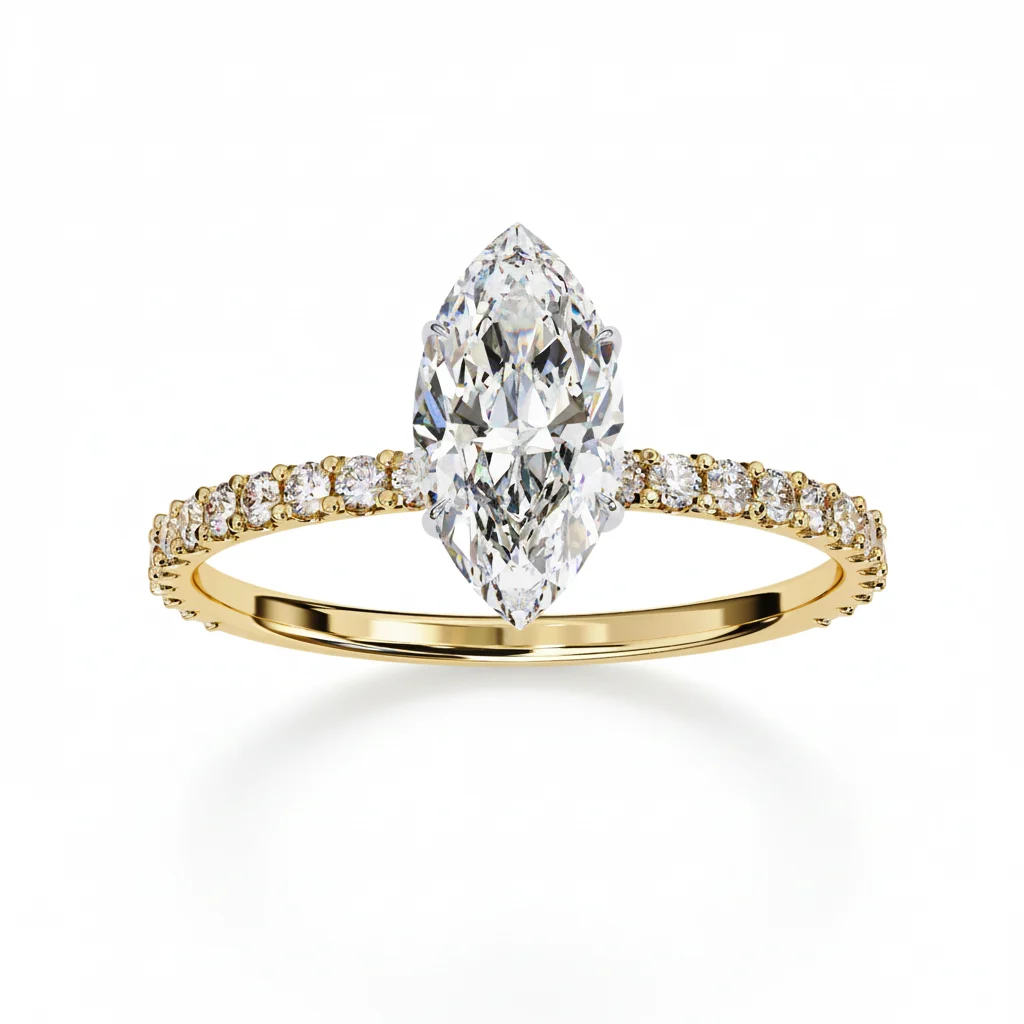 Golden Marquise Solitaire Band